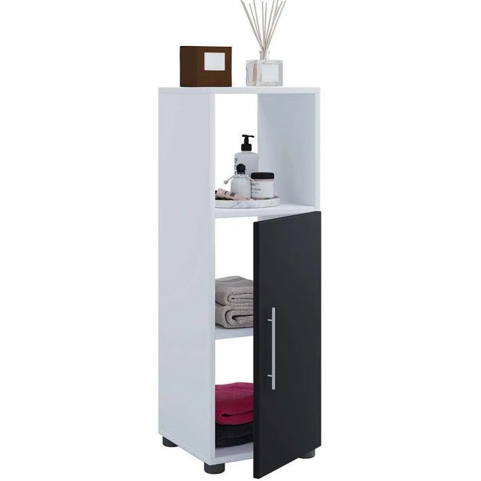 Badezimmermöbel Set in Weiß und Schwarz - Cranies (vierteilig)