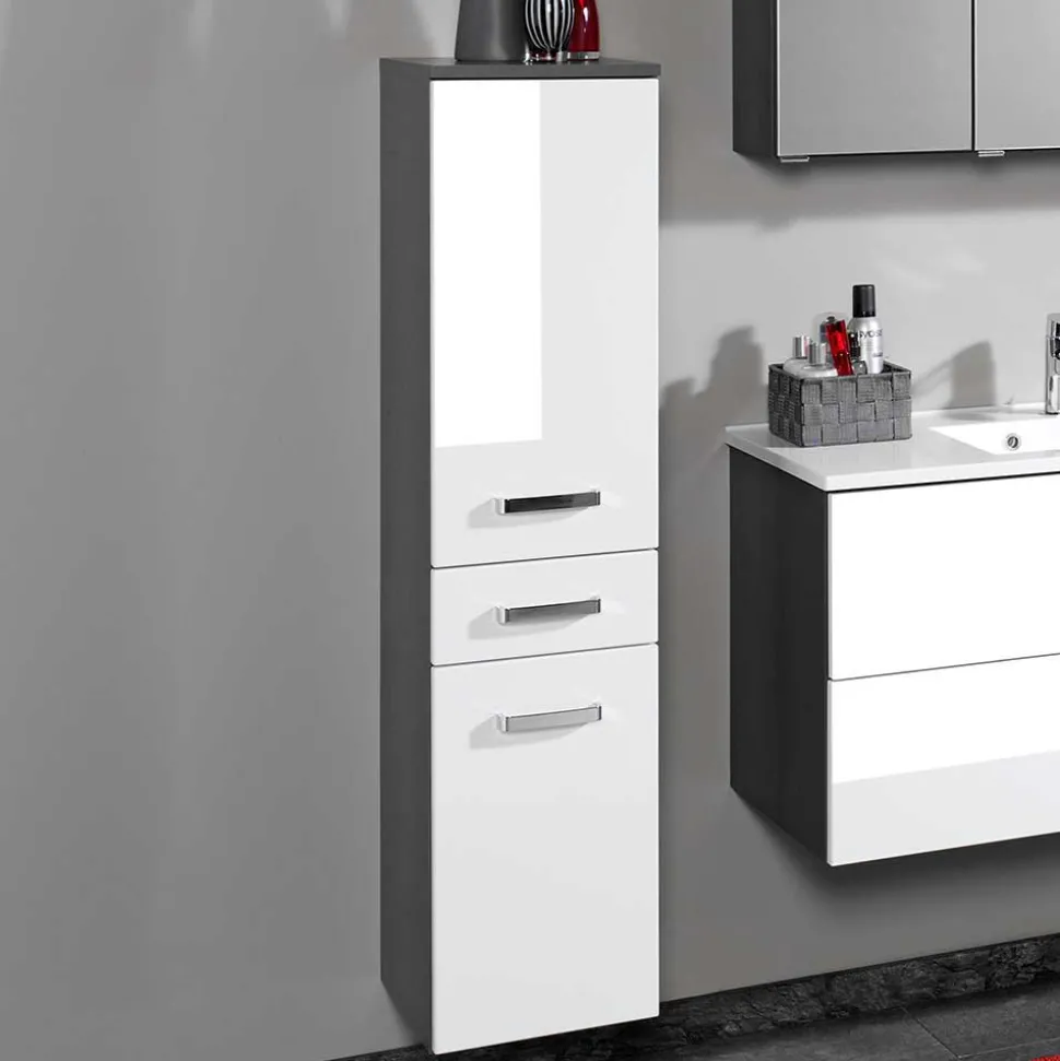 Badezimmermöbel Set Tiamos in Weiß Hochglanz (vierteilig)