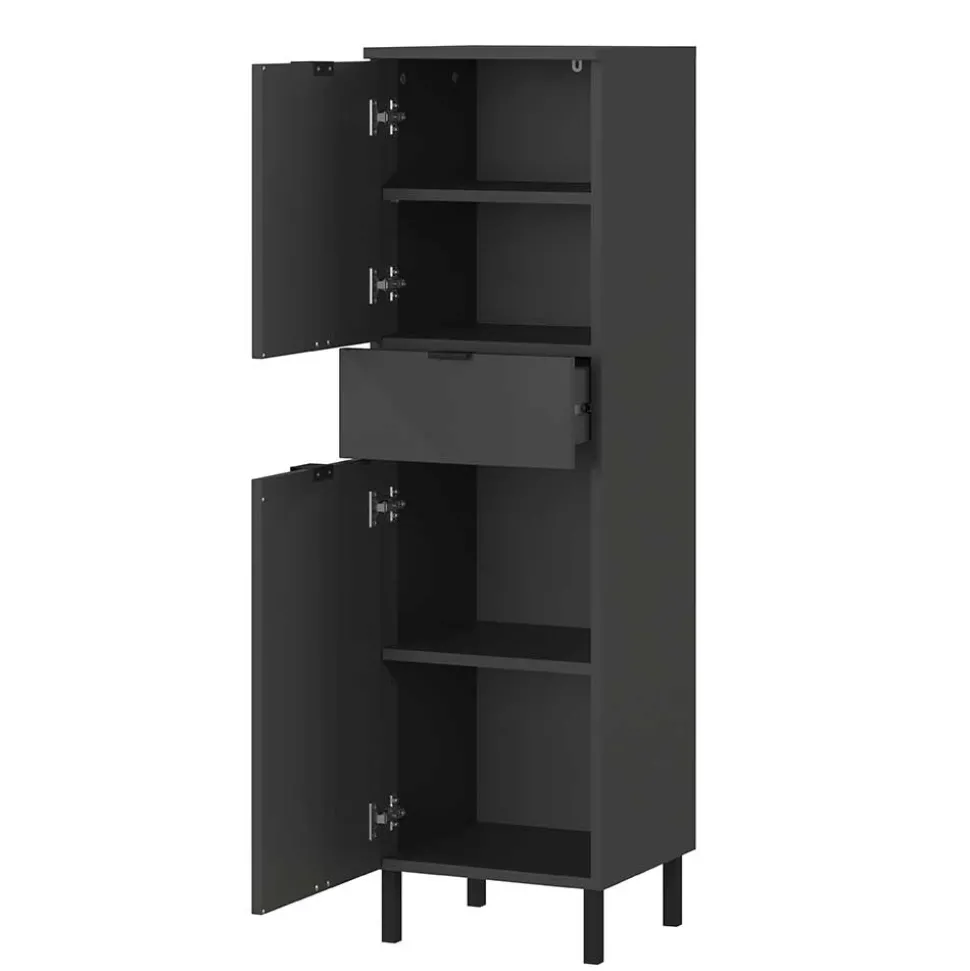 Badezimmermöbel-Set in Dunkelgrau - Quado (dreiteilig)