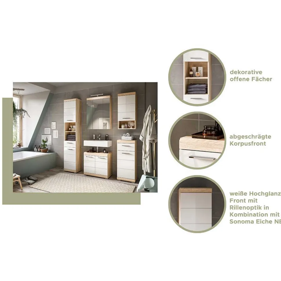 Badezimmerschrank hängend in Weiß HG - Calbanyara