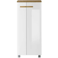 Badezimmerschrank in Weiß Hochglanz & Eiche - Vauflos