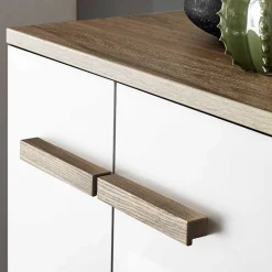 Badezimmerschrank in Weiß Hochglanz & Eiche - Vauflos