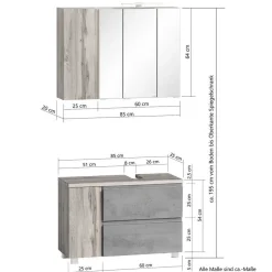 Badezimmerschränke Set modern - Eight (dreiteilig)