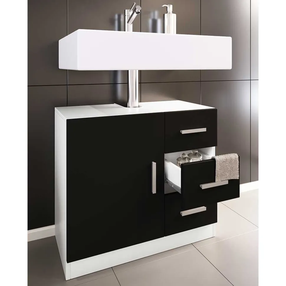 Badkommode fürs Waschbecken in Schwarz Weiß - Musone