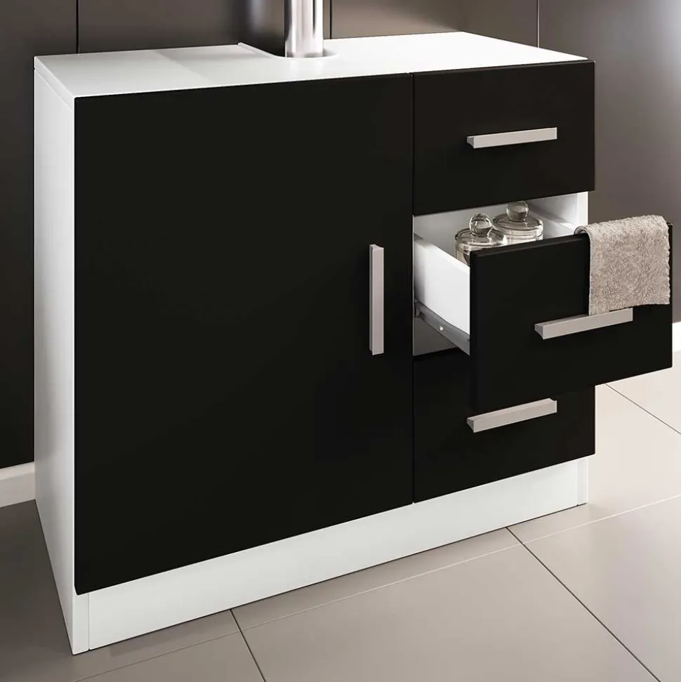 Badkommode fürs Waschbecken in Schwarz Weiß - Musone