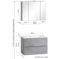 Badmöbel als komplettes Set - Mia (fünfteilig)