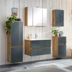 Badmöbel Kombination in Grau Glas - Anviletca (fünfteilig)