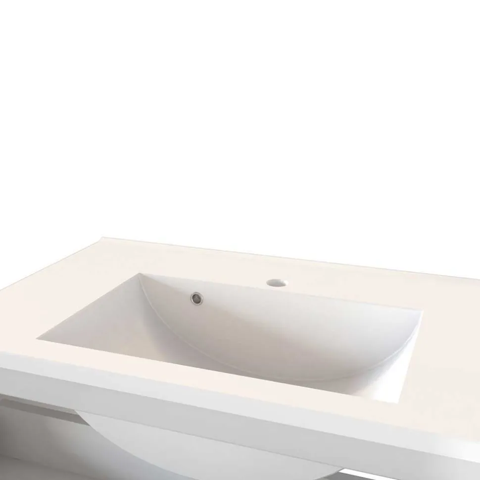 Badmöbel Kombination in Grau Glas - Anviletca (fünfteilig)