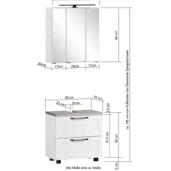 Badmöbel Kombination zweifarbig - Novelya (fünfteilig)