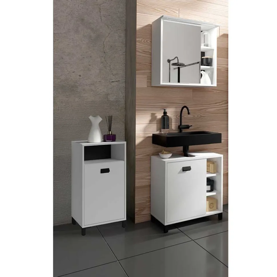 Badmöbel Set in Weiß Schwarz - Envaton (dreiteilig)