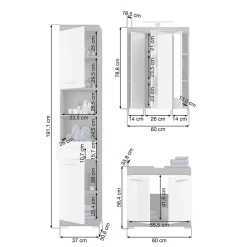 Badmöbel Set mit hohen Schränken - Nancys (vierteilig)
