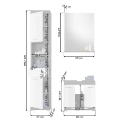 Badmöbel Set mit Waschmaschinenschrank - Nancys (vierteilig)