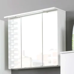 Badmöbel Set Sagunis in Hochglanz Weiß (vierteilig)