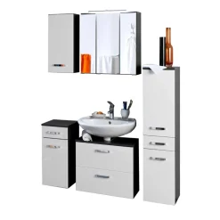 Badmöbel Set Tiamos in Weiß Hochglanz (fünfteilig)