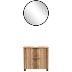 Badmöbel Waschtisch Kombi mit LED Spiegel - Crystoga (zweiteilig)