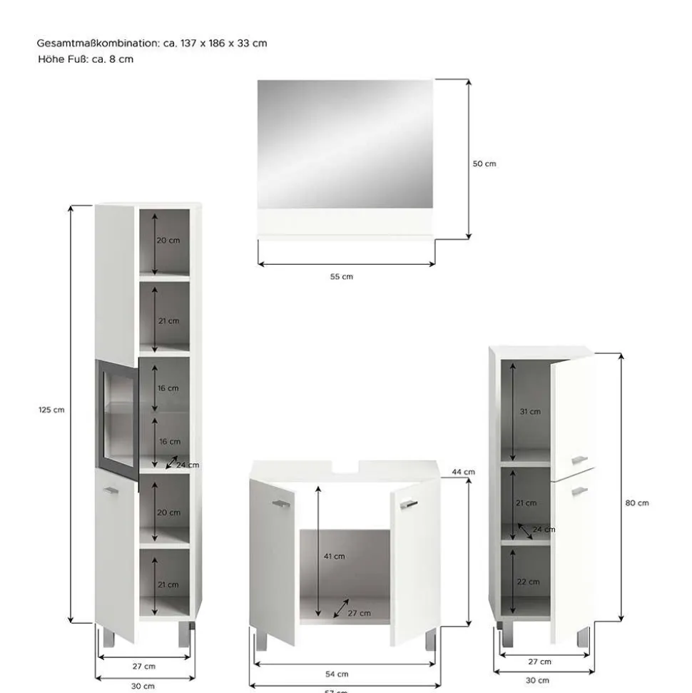 Badmöbel-Kombi in Weiß - Harmone (vierteilig)
