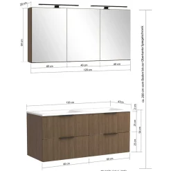Badmöbel-Set mit zwei Becken modern - Ucaida (vierteilig)
