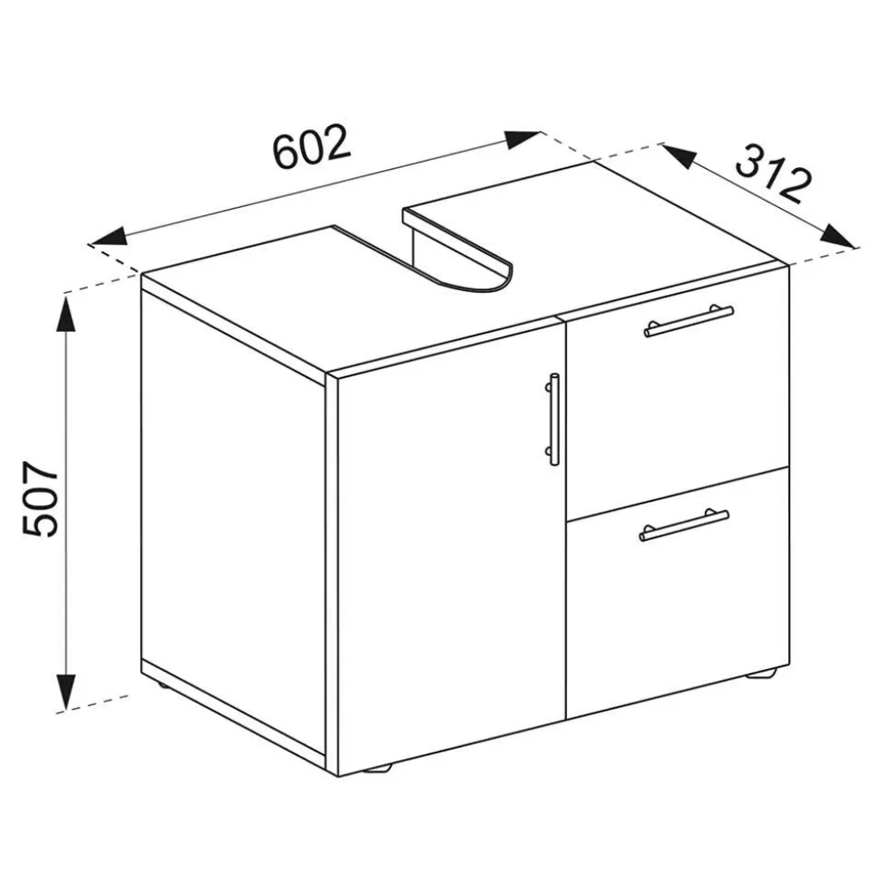 Badschrank fürs Waschbecken in Weiß - Sua