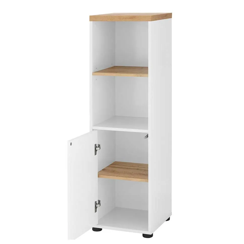 Badschrank in Weiß mit Wildeiche - Alenta