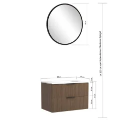 Badschränke und Lichtspiegel Set modern - Ucaida (vierteilig)