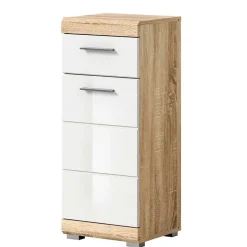 Badunterschrank in Weiß HG & Sonoma Eiche - Calbanyara