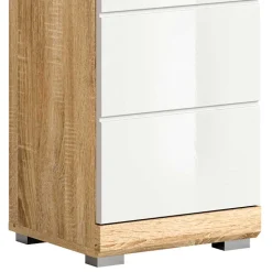 Badunterschrank in Weiß HG & Sonoma Eiche - Calbanyara