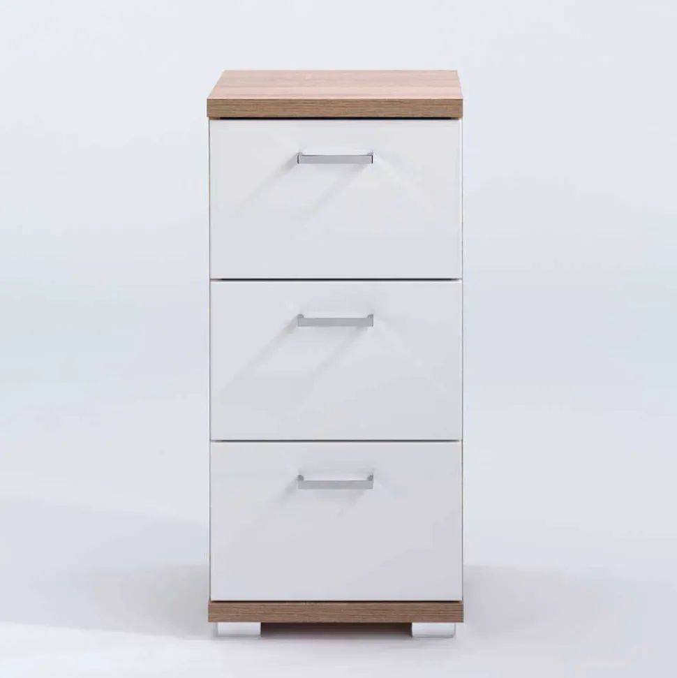 Bad-Unterschrank in Weiß und Sonoma Eiche - Faneto