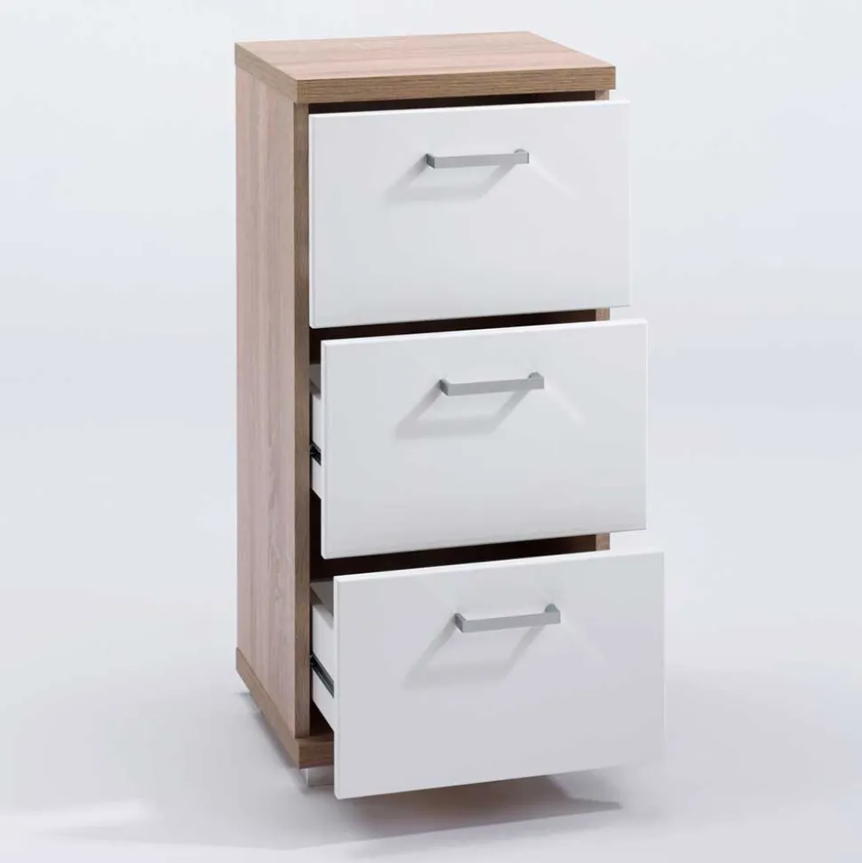 Bad-Unterschrank in Weiß und Sonoma Eiche - Faneto