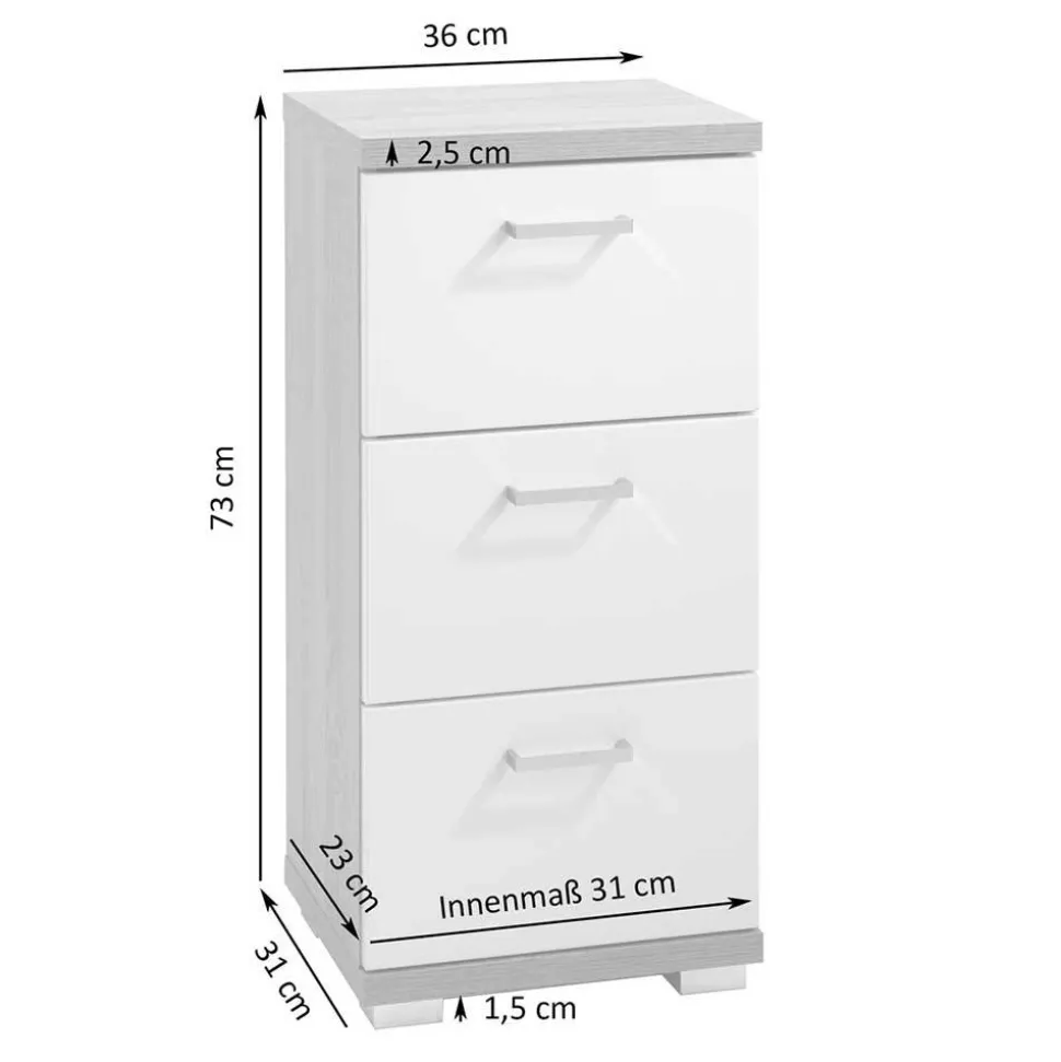 Bad-Unterschrank in Weiß und Sonoma Eiche - Faneto