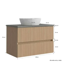 Bad-Waschplatz mit Midischrank Set - Leitha (dreiteilig)