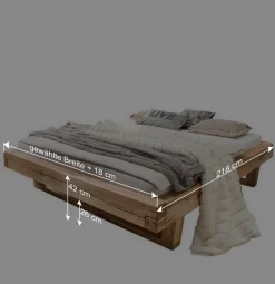 Balkenbett aus Eichenholz mit Kufen - Piassona