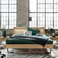 Balkenbett aus Kiefer mit LED Beleuchtung - Enjta