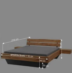 Balkenbett in Schwebeoptik mit Wangengestell - Dominico
