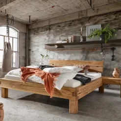 Balkenbett mit Naturkanten Kopfteil - Blevos