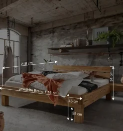 Balkenbett mit Naturkanten Kopfteil - Blevos