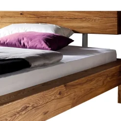 Balken-Doppelbett mit Nachttischen im Set Housten aus Wildeiche massiv (dreiteilig)