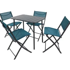 Balkon Tischgruppe in Schwarz Türkis - Ariet (fünfteilig)