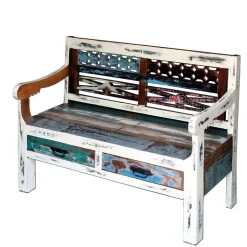 Bank aus Altholz mit zwei Schubladen - Alisa