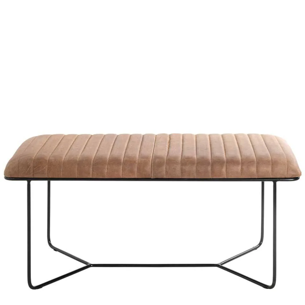 Bank aus gedecktem Glattleder in Braun - Teamona