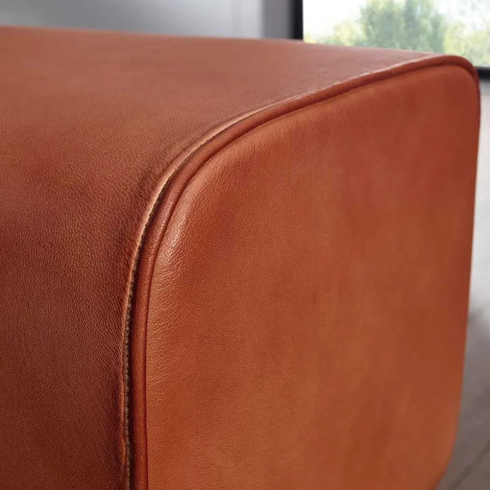 Bank in Turnbock Optik aus braunem Leder - Maestoso