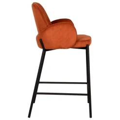 Barhocker mit Armlehnen aus Cord Rost Braun - Benede (2er Set)