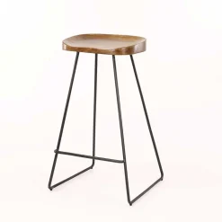 Barhocker mit Holzsitzen aus Akazie - Invitus (4er Set)