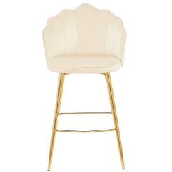 Barhocker mit Muschel-Lehne in Beige - Grovossa (2er Set)