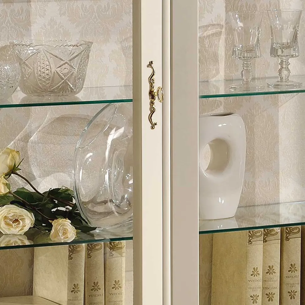 Barock Design Vitrine in Weiß & Gold - Iviada