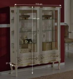 Barock Design Vitrine in Weiß & Gold - Iviada