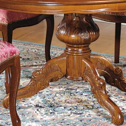 Barock Essgruppe mit Tisch rund Magari & 4 Polsterstühlen Rot (fünfteilig)