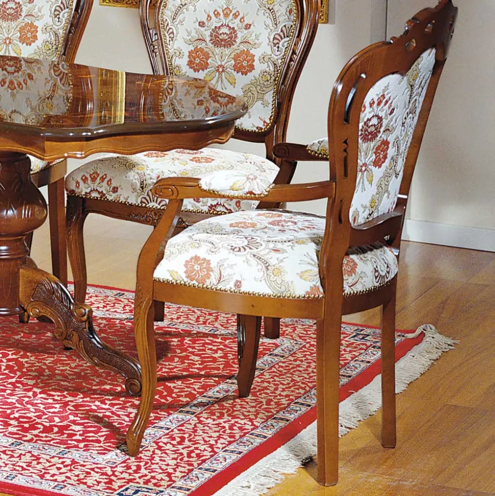 Barock Esszimmersessel Magari mit Holz Nussbaumfarben