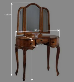 Barock Frisierkommode mit Spiegel Agosto in Nussbaum