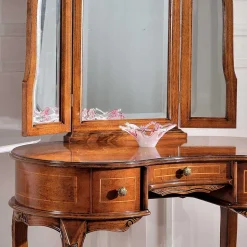Barock Frisierkommode mit Spiegel Agosto in Nussbaum