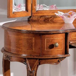 Barock Frisierkommode mit Spiegel Agosto in Nussbaum